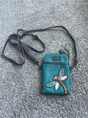 Chala Teal Crossbody Bag with Dragonfly Applique